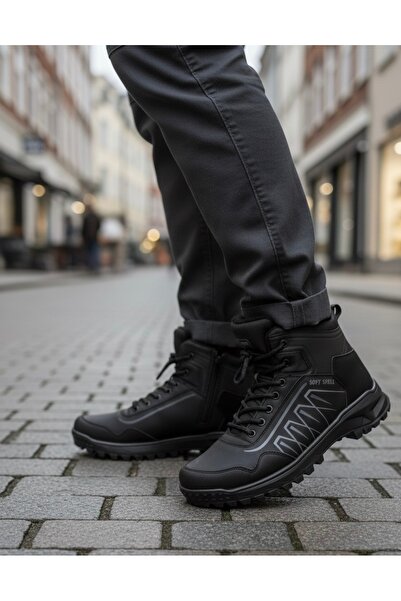 Budaks Ανδρικές μπότες με φλις αντιολισθητική θερμοσόλα, χειμερινές μπότες πεζοπορίας με κορδόνια για εξωτερικούς χώρους
