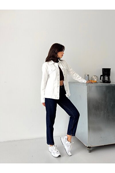 SHEVEGA ΓΥΝΑΙΚΕΙΟ ΛΕΥΚΟ ΜΑΚΡΥ ΛΙΝΟ ΠΑΛΤΟ BOYFRIEND