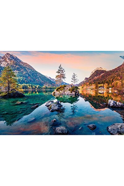 Zumzeria Tablou Canvas Trees On The Lake In Autumn, 80x50cm, tabloucanvas385,