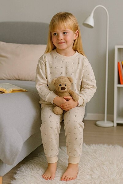 NOBLEKIDS Ninetynine Patterned Snap Fastener Baby Set – Bodysuit & Sweatpants, 100% Cotton Combed Cotton