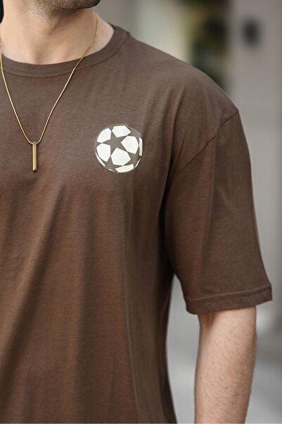 comstar Men's Ball Print Short Sleeve Crew Neck Coffee T-Shirt