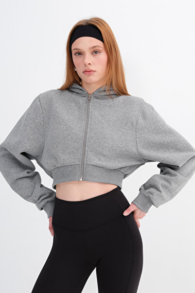 Addax Fleece-Lined Crop Sweatshirt H1526-T9