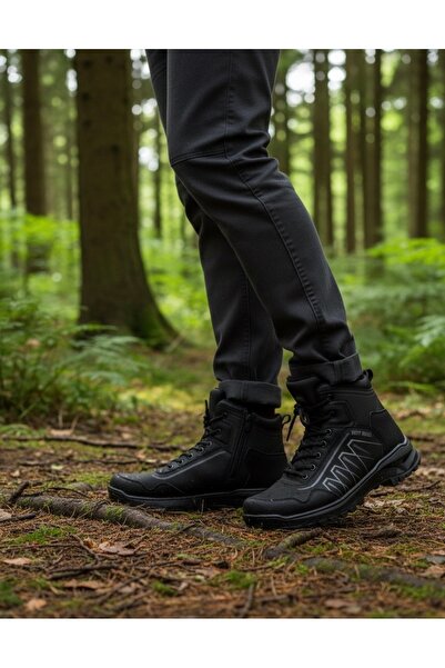 Budaks Ανδρικές μπότες με φλις αντιολισθητική θερμοσόλα, χειμερινές μπότες πεζοπορίας με κορδόνια για εξωτερικούς χώρους