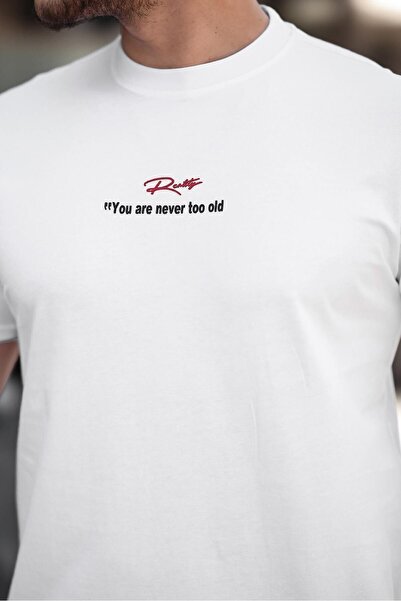 comstar Men's Crew Neck Text Printed Basic White T-Shirt