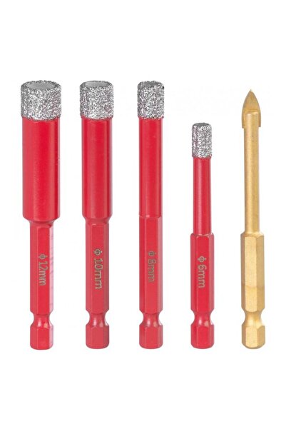 Strend Pro Dry diamond drill bit set, glass drill, 5 pcs (6,8,10,12 mm), HEX,...