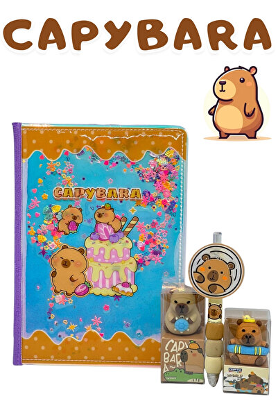 Mikro Capybara Diary & Memory Book Set with Eraser and Versatile Pen