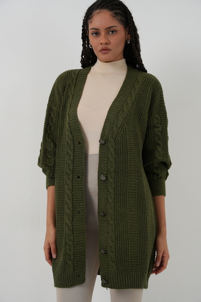 Bigdart 15768 Ζακέτα με πλεκτά μαλλιά με κουμπιά χιτζάμπ