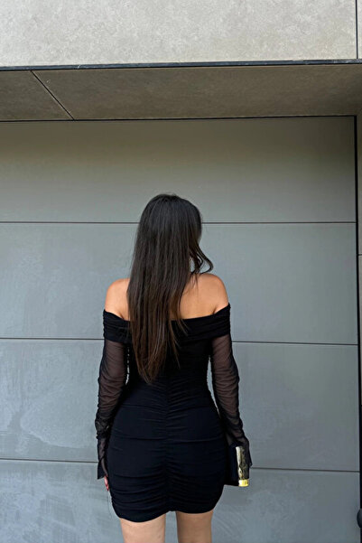 Mandlyz Madonna Yaka Kolu Tül Elbise