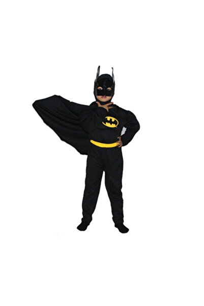 Depox Costum Batman cu mușchi, mască și pelerină, carnaval, 7-9 ani, 120-130 cm