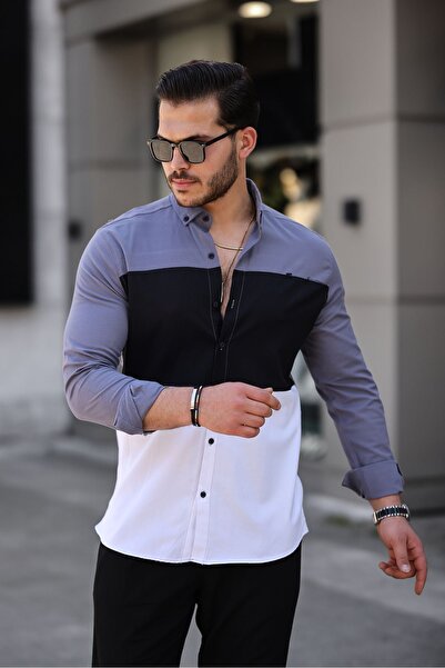 comstar Three Colors Slim Fit Lycra Denim Shirt