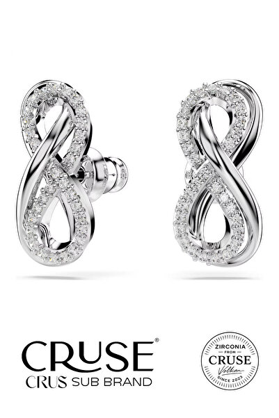 Cruse 925 Ayar Gümüş Aşkın Sonsuzluğu Küpe 18 Ayar Beyaz Altın Kaplama