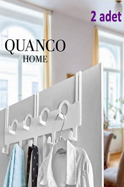 quanco Askılık-2 Adet-Beyaz-Kancalı Kapı Arkası Askısı- Pratik Askılık-Dayanı...