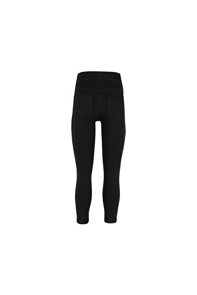 LOVETTI Μαύρο κοριτσίστικο 4 υφασμάτινο καλσόν Interlock Raised Pocket