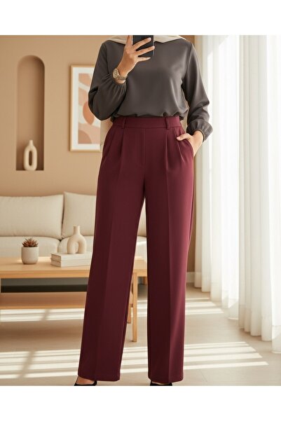 Modamorfo Παντελόνι με μονό κουμπί με λεπτομέρεια διπλωμένη μπροστινή τσέπη -...