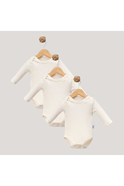 jijek baby kids Jijek Baby Cotton Long Sleeve 3-Piece Baby Bodysuit – Soft, Comfortable - Ecru - 3 Years - 5001088-Ecru-3 Years