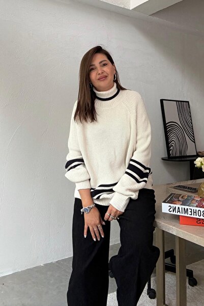 ELVAN TOLON سترة صياد السمك ذات اللون الكريمي مع تفاصيل خطية