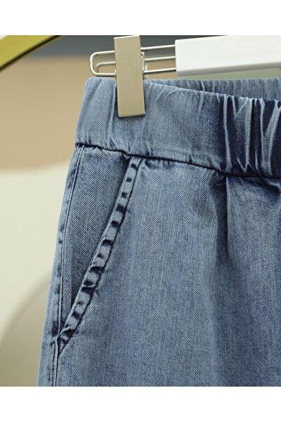 Modamorfo Double Pocket Elastic Waist Velcro Pleated Trousers - Ice Blue