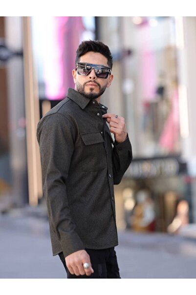 comstar Чоловіча базова вовняна сорочка з ефектом в'язки, довгими рукавами та широкими коміром