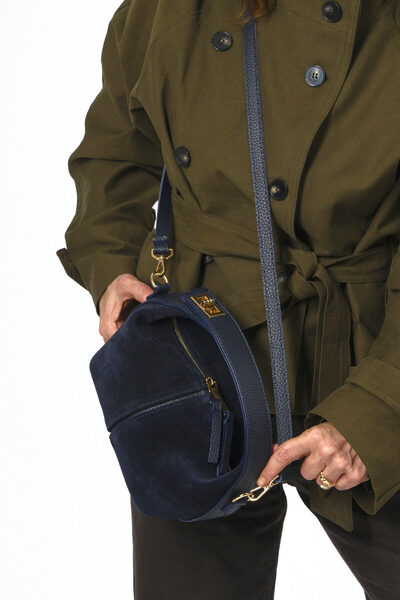 ABBRA Geantă mică pentru femei, din piele de căprioară, cu curea de umăr, căptușită