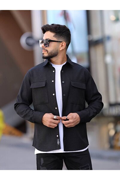 comstar Чоловіча базова вовняна сорочка з ефектом в'язки, довгі рукави, чорна...