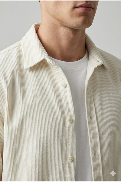 A&O Style Ανδρικό πουκάμισο με μακρύ μανίκι oversized από βελούδο