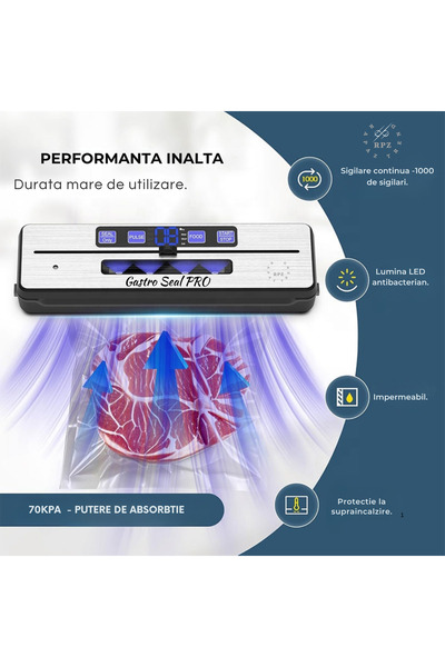 OEM Aparat vidat,sigilat alimente GastroSeal PRO,bara lipire dubla 30 cm,115W,70Kpa,6 functii vidare