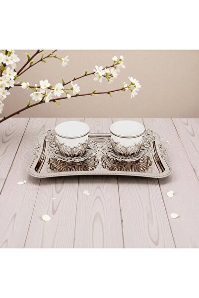 E orient طقم تقديم القهوة التركية مكون من قطعتين - طقم قهوة أنيق مع صينية