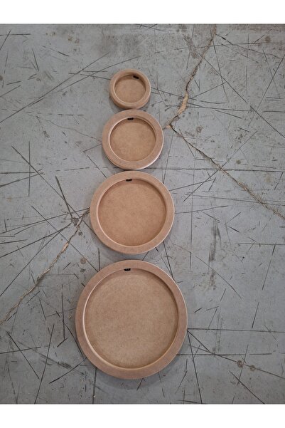 MrtAhşap Round Frame Set of 4 18 mm Raw Mdf (10-15-20-25 cm)