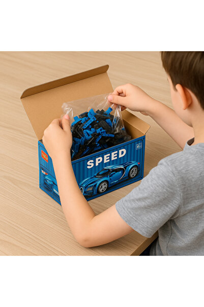 OEM DIY blue car model with 423 pieces