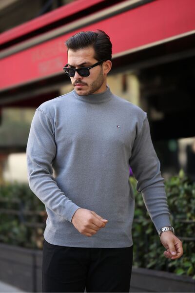 comstar Men's Half Turtleneck Cotton Smoked Sweater Sweater