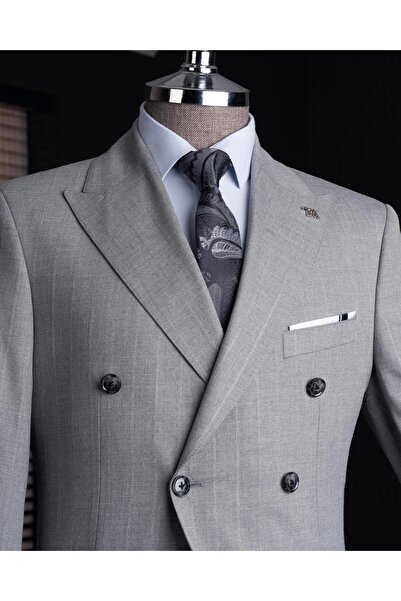 TerziAdemAltun Italian Style Double Breasted Jacket Pants Suit Anthracite T14024