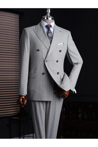 TerziAdemAltun Italian Style Double Breasted Jacket Pants Suit Anthracite T14024