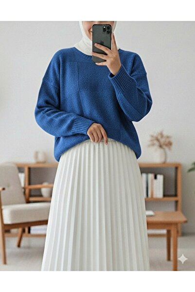 Modamorfo Square Patterned Round Neck Soft Sweater -Saks