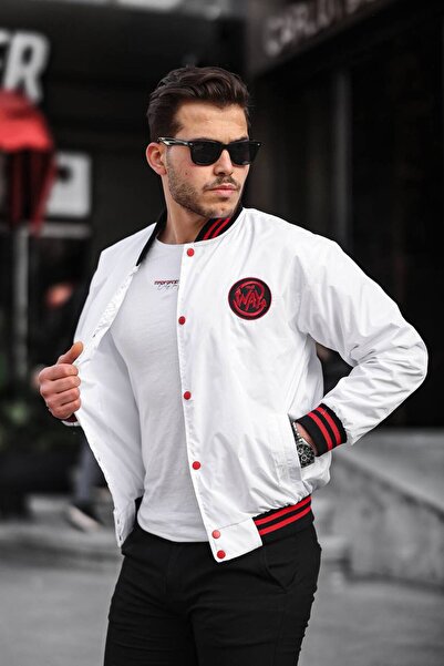 comstar Men's Printed Hooded White College Windbreaker & Raincoat