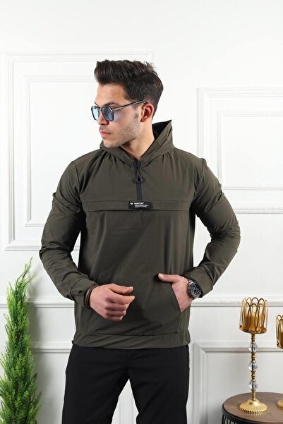 comstar Men's Kangaroo Pocket Parachute Fabric Lycra Seasonal Raincoat