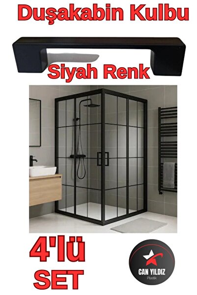 CAN YILDIZ PLASTİK Lüks Kare Siyah D Kulp Duşa Kabin Kulbu Siyah Duş Kulp 4 A...