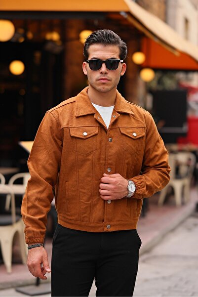 comstar Men's Oversize Casual Seasonal Tan Stamp Jacket