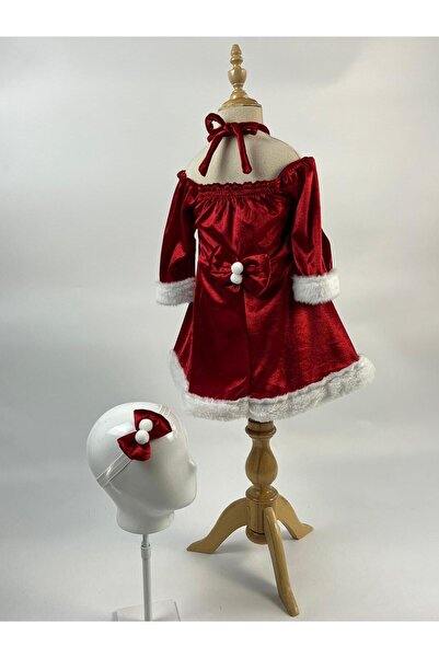 miaras baby Kız Çocuk Yılbaşı Elbisesi Tüy Detaylı Kostüm Parti Elbisesi