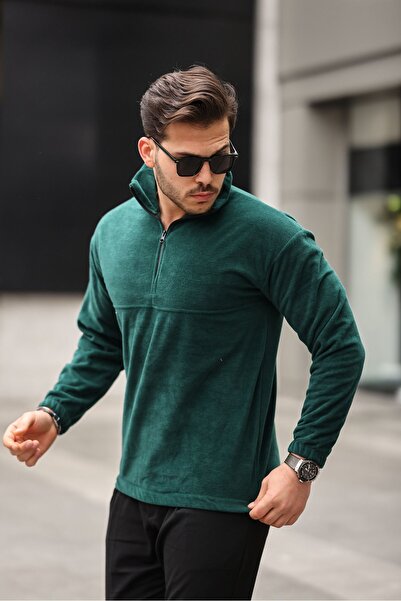 comstar Чоловічий светр з напівзастібкою на горловині, базовий, хакі, флісовий