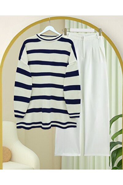 Modamorfo Tunica de tricotat pentru iarnă cu dungi -Parlement