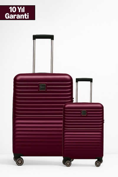 louisiana polo 2'li Valiz Seti Polikarbon Büyük Boy – Kabin Boy Valiz Bordo 1811