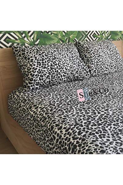 She&Co Double Personal Elastic Bed Sheet Set - 3 Pieces |   Black Leopard