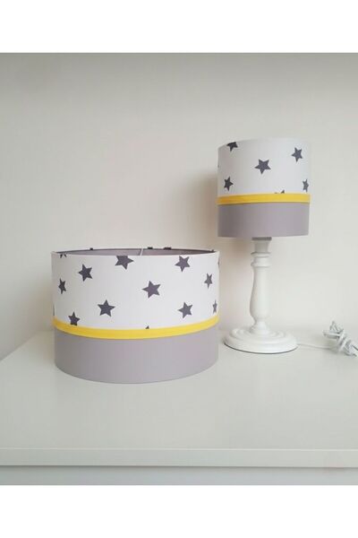 Leobabyroom غرفة أطفال بيضاء بنمط نجمة رمادية - مجموعة عاكس الضوء بتصميم فتاة...