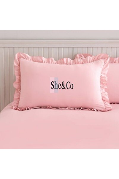 She&Co Firfirli Double Size Fitted Sheet Set - 3 Pieces | Pink