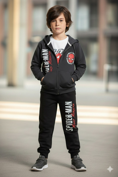 SPIDERMAN Boy's 3-Piece Hooded Spiderman Top and Bottom Set - 2 Thread