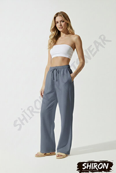 Shiron Sportswear&Company Muslină afumată pantaloni palazzo 100% bumbac organic