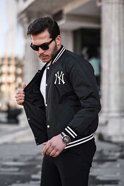 comstar Men's Printed Snap Fastener Black College Windbreaker & Raincoat