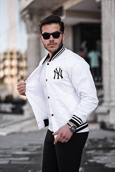 comstar Men's Printed Snap Fastener White College Windbreaker & Raincoat