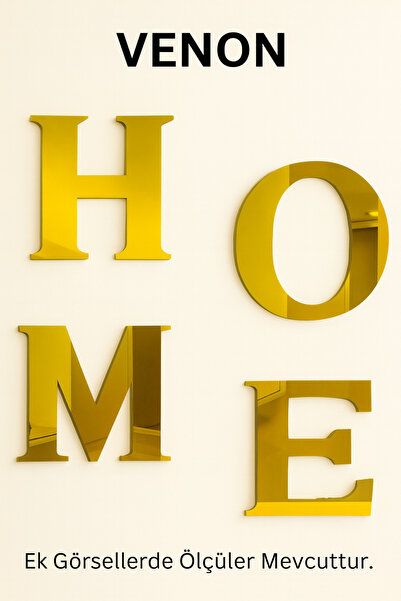 VENON Home Yazısı Pleksi Ayna Kırılmaz Kendinden Yapışkanlı Dekoratif Salon M...