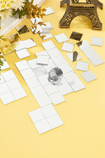 VENON 50 Adet 4 Cm Kare Pleksi Ayna Kendinden Yapışkanlı Dekoratif Ayna Dekor...